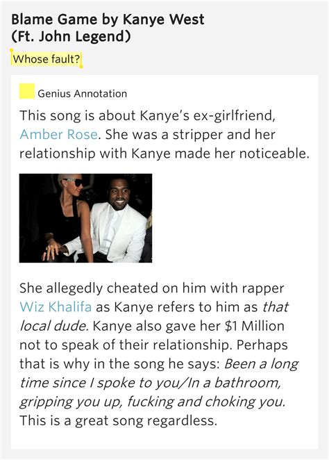 blame game kanye west meaning.